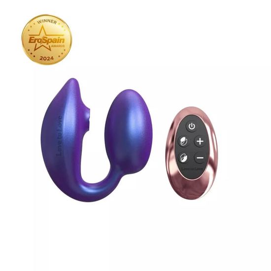 Love to Love - Wonderlover - Dual Stimulator - Clitoris Vibrator - G-Spot Vibrator - Luchtdruk - Remote - Purple Night