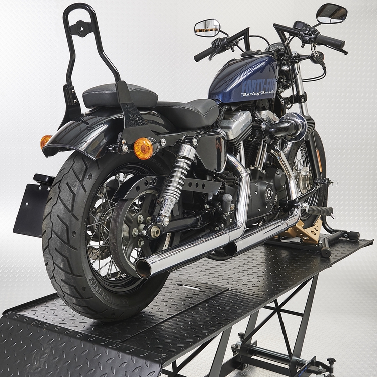 Zwarte motorheftafel 450 kg met Harley motor