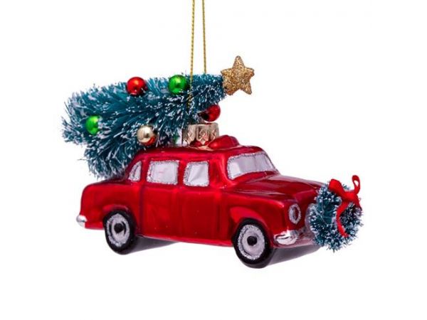 Vondels Weihnachtsbaum Deko rotes Auto mit Weihnachtsbaum