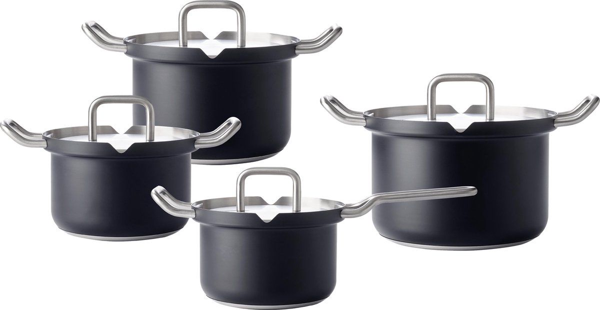 Sta op Metalen lijn diepgaand BK Pannenset Q-linair Master Black 4-Delig | Cookinglife