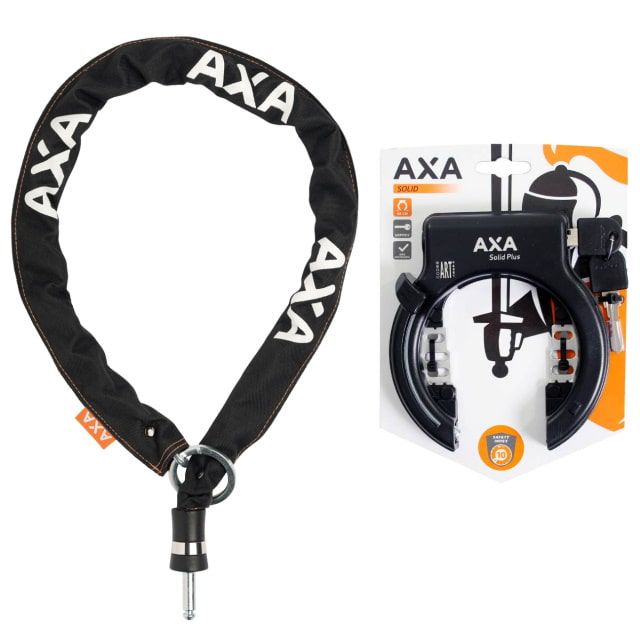 beschermen tent droom AXA Solid Plus Ringslot Zwart + AXA RLC Insteekketting 140 cm 5,5 mm Zwart  - Voordeelfiets.nl